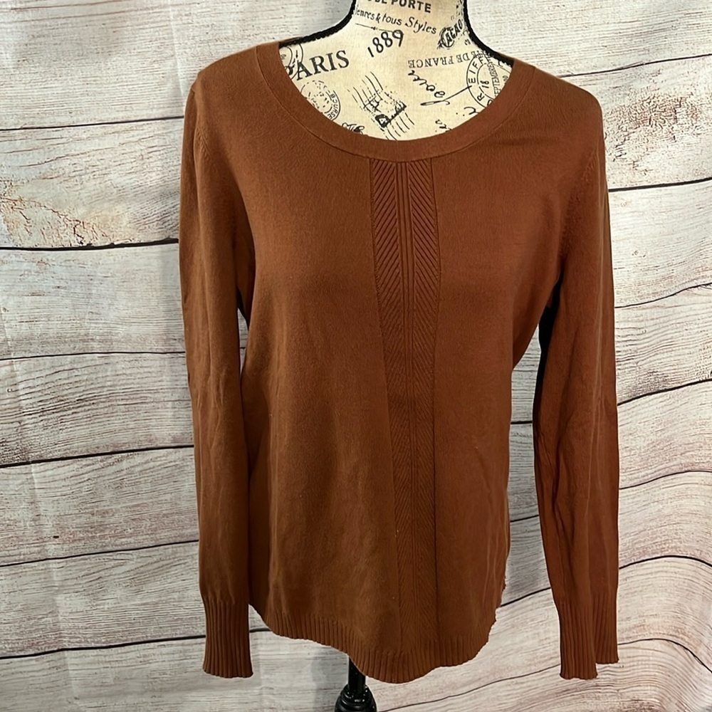Talbots Scoop Neck Sweater Lightweight Ribbed Cuffs Hem Size LP Large Petite